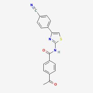 molecular formula C19H13N3O2S B2458609 4-acetyl-N-[4-(4-cyanophenyl)-1,3-thiazol-2-yl]benzamide CAS No. 312929-42-3