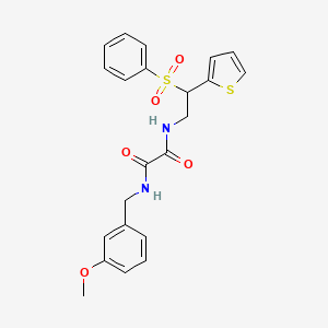 molecular formula C22H22N2O5S2 B2458611 N-[2-(benzenesulfonyl)-2-(thiophen-2-yl)ethyl]-N'-[(3-methoxyphenyl)methyl]ethanediamide CAS No. 896335-31-2
