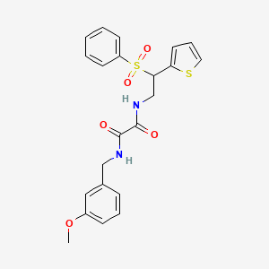 molecular formula C22H22N2O5S2 B2458611 N-(3-methoxybenzyl)-N'-[2-(phenylsulfonyl)-2-(2-thienyl)ethyl]ethanediamide CAS No. 896335-31-2