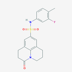 molecular formula C19H19FN2O3S B2458613 N-(3-fluoro-4-methylphenyl)-3-oxo-1,2,3,5,6,7-hexahydropyrido[3,2,1-ij]quinoline-9-sulfonamide CAS No. 898438-60-3
