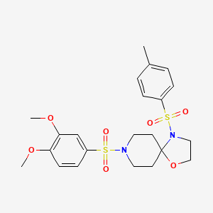 molecular formula C22H28N2O7S2 B2458614 8-((3,4-Dimethoxyphenyl)sulfonyl)-4-tosyl-1-oxa-4,8-diazaspiro[4.5]decane CAS No. 898408-13-4