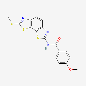 molecular formula C17H13N3O2S3 B2458616 4-methoxy-N-(2-methylsulfanyl-[1,3]thiazolo[4,5-g][1,3]benzothiazol-7-yl)benzamide CAS No. 361173-05-9