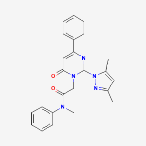 molecular formula C24H23N5O2 B2458617 2-(2-(3,5-dimethyl-1H-pyrazol-1-yl)-6-oxo-4-phenylpyrimidin-1(6H)-yl)-N-methyl-N-phenylacetamide CAS No. 1002598-05-1
