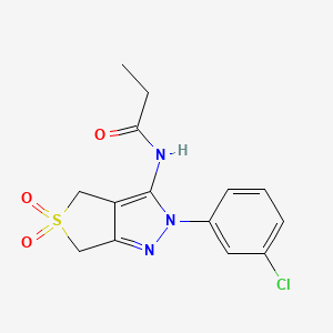 molecular formula C14H14ClN3O3S B2458619 N-[2-(3-chlorophenyl)-5,5-dioxo-4,6-dihydrothieno[3,4-c]pyrazol-3-yl]propanamide CAS No. 449788-59-4