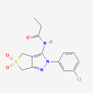 molecular formula C14H14ClN3O3S B2458619 N-(2-(3-chlorophenyl)-5,5-dioxido-4,6-dihydro-2H-thieno[3,4-c]pyrazol-3-yl)propionamide CAS No. 449788-59-4