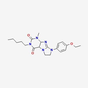 molecular formula C21H27N5O3 B2458623 8-(4-ethoxyphenyl)-1-methyl-3-pentyl-1H,2H,3H,4H,6H,7H,8H-imidazo[1,2-g]purine-2,4-dione CAS No. 893952-20-0