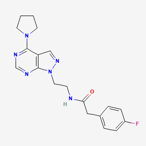 molecular formula C19H21FN6O B2458630 2-(4-fluorophenyl)-N-(2-(4-(pyrrolidin-1-yl)-1H-pyrazolo[3,4-d]pyrimidin-1-yl)ethyl)acetamide CAS No. 1021061-29-9
