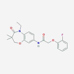 molecular formula C21H23FN2O4 B2458637 N-(5-ethyl-3,3-dimethyl-4-oxo-2,3,4,5-tetrahydrobenzo[b][1,4]oxazepin-8-yl)-2-(2-fluorophenoxy)acetamide CAS No. 921793-91-1