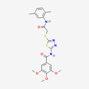 molecular formula C22H24N4O5S2 B2458643 N-[5-({[(2,5-dimethylphenyl)carbamoyl]methyl}sulfanyl)-1,3,4-thiadiazol-2-yl]-3,4,5-trimethoxybenzamide CAS No. 392295-30-6
