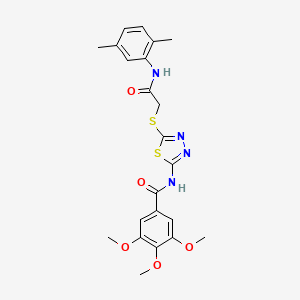 molecular formula C22H24N4O5S2 B2458643 N-[5-[2-(2,5-dimethylanilino)-2-oxoethyl]sulfanyl-1,3,4-thiadiazol-2-yl]-3,4,5-trimethoxybenzamide CAS No. 392295-30-6