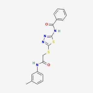 molecular formula C18H16N4O2S2 B2458655 N-(5-((2-oxo-2-(m-tolylamino)ethyl)thio)-1,3,4-thiadiazol-2-yl)benzamide CAS No. 392292-05-6