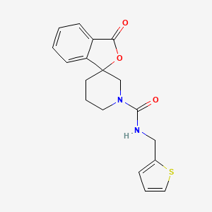 molecular formula C18H18N2O3S B2458659 3-oxo-N-(thiophen-2-ylmethyl)-3H-spiro[isobenzofuran-1,3'-piperidine]-1'-carboxamide CAS No. 1705743-56-1