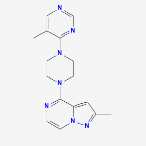 molecular formula C16H19N7 B2458662 5-Methyl-4-(4-{2-methylpyrazolo[1,5-a]pyrazin-4-yl}piperazin-1-yl)pyrimidine CAS No. 2380169-81-1