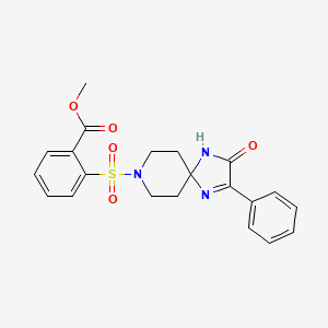 molecular formula C21H21N3O5S B2458682 Methyl 2-({3-oxo-2-phenyl-1,4,8-triazaspiro[4.5]dec-1-en-8-yl}sulfonyl)benzoate CAS No. 1358592-43-4