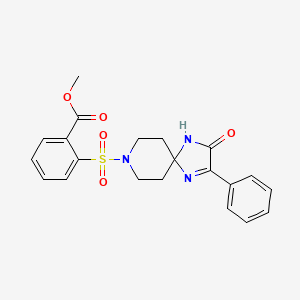 molecular formula C21H21N3O5S B2458682 Methyl 2-((3-oxo-2-phenyl-1,4,8-triazaspiro[4.5]dec-1-en-8-yl)sulfonyl)benzoate CAS No. 1358592-43-4