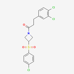 molecular formula C18H16Cl3NO3S B2458688 1-(3-((4-Chlorophenyl)sulfonyl)azetidin-1-yl)-3-(3,4-dichlorophenyl)propan-1-one CAS No. 1448137-41-4