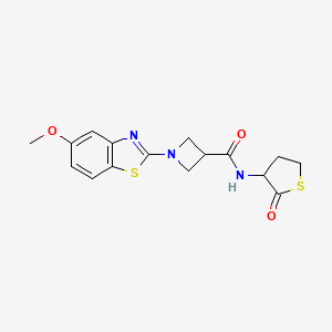 molecular formula C16H17N3O3S2 B2458690 1-(5-甲氧基苯并[d]噻唑-2-基)-N-(2-氧代-四氢噻吩-3-基)氮杂环丁烷-3-甲酰胺 CAS No. 1396627-04-5