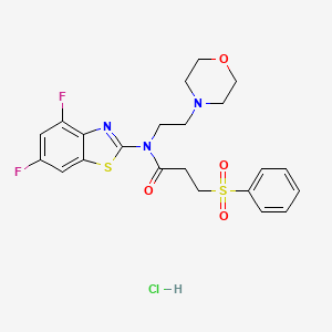 molecular formula C22H24ClF2N3O4S2 B2458691 N-(4,6-difluorobenzo[d]thiazol-2-yl)-N-(2-morpholinoethyl)-3-(phenylsulfonyl)propanamide hydrochloride CAS No. 1215321-31-5