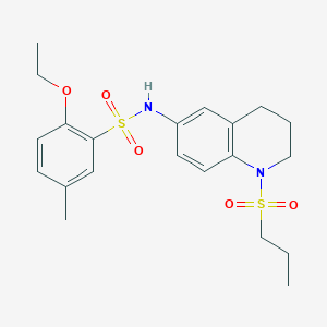 molecular formula C21H28N2O5S2 B2458697 2-ethoxy-5-methyl-N-(1-(propylsulfonyl)-1,2,3,4-tetrahydroquinolin-6-yl)benzenesulfonamide CAS No. 946296-67-9