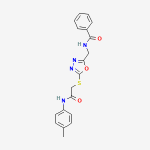 molecular formula C19H18N4O3S B2458699 N-((5-((2-oxo-2-(p-tolylamino)ethyl)thio)-1,3,4-oxadiazol-2-yl)methyl)benzamide CAS No. 903344-80-9