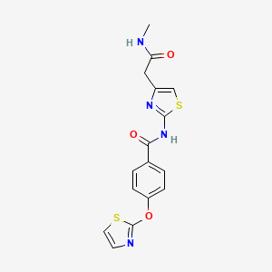 molecular formula C16H14N4O3S2 B2458700 N-(4-(2-(methylamino)-2-oxoethyl)thiazol-2-yl)-4-(thiazol-2-yloxy)benzamide CAS No. 2034608-21-2