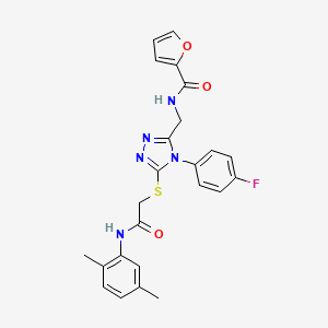 molecular formula C24H22FN5O3S B2458702 N-((5-((2-((2,5-dimethylphenyl)amino)-2-oxoethyl)thio)-4-(4-fluorophenyl)-4H-1,2,4-triazol-3-yl)methyl)furan-2-carboxamide CAS No. 310449-89-9