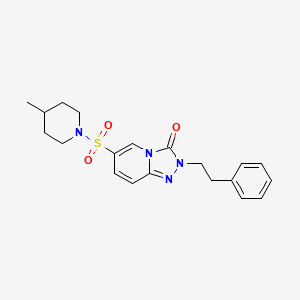 molecular formula C20H24N4O3S B2458705 6-[(4-methylpiperidin-1-yl)sulfonyl]-2-(2-phenylethyl)-2H,3H-[1,2,4]triazolo[4,3-a]pyridin-3-one CAS No. 1251620-05-9