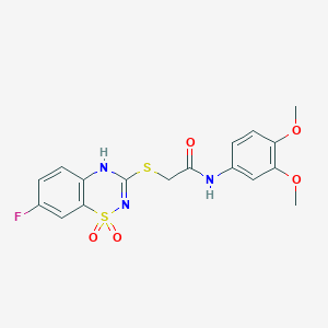 molecular formula C17H16FN3O5S2 B2458712 N-(3,4-dimethoxyphenyl)-2-[(7-fluoro-1,1-dioxo-4H-1lambda6,2,4-benzothiadiazin-3-yl)sulfanyl]acetamide CAS No. 886955-04-0