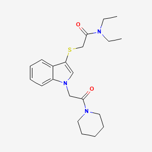 molecular formula C21H29N3O2S B2458723 N,N-diethyl-2-((1-(2-oxo-2-(piperidin-1-yl)ethyl)-1H-indol-3-yl)thio)acetamide CAS No. 878053-52-2