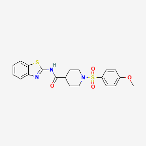 molecular formula C20H21N3O4S2 B2458743 N-(1,3-benzothiazol-2-yl)-1-(4-methoxybenzenesulfonyl)piperidine-4-carboxamide CAS No. 923407-00-5