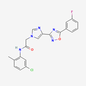 molecular formula C20H15ClFN5O2 B2458750 N-(5-chloro-2-methylphenyl)-2-{4-[5-(3-fluorophenyl)-1,2,4-oxadiazol-3-yl]-1H-imidazol-1-yl}acetamide CAS No. 1251629-90-9