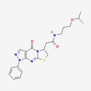 molecular formula C21H25N5O3S B2458823 N-(3-isopropoxypropyl)-2-(4-oxo-1-phenyl-1,4,6,7-tetrahydropyrazolo[3,4-d]thiazolo[3,2-a]pyrimidin-6-yl)acetamide CAS No. 941957-90-0
