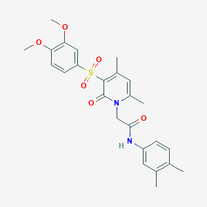 molecular formula C25H28N2O6S B2458840 2-[3-(3,4-dimethoxybenzenesulfonyl)-4,6-dimethyl-2-oxo-1,2-dihydropyridin-1-yl]-N-(3,4-dimethylphenyl)acetamide CAS No. 1189934-30-2