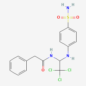 molecular formula C16H16Cl3N3O3S B2458849 2-phenyl-N-(2,2,2-trichloro-1-((4-sulfamoylphenyl)amino)ethyl)acetamide CAS No. 301816-70-6
