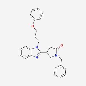 molecular formula C27H27N3O2 B2458876 1-benzyl-4-[1-(3-phenoxypropyl)-1H-1,3-benzodiazol-2-yl]pyrrolidin-2-one CAS No. 847396-60-5