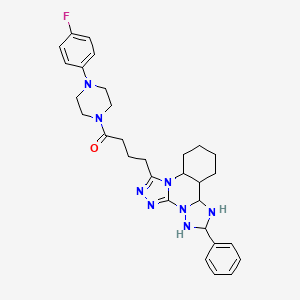 molecular formula C30H27FN8O B2458891 1-[4-(4-Fluorophenyl)piperazin-1-yl]-4-(9-phenyl-2,4,5,7,8,10-hexazatetracyclo[10.4.0.02,6.07,11]hexadeca-3,5-dien-3-yl)butan-1-one CAS No. 902622-12-2