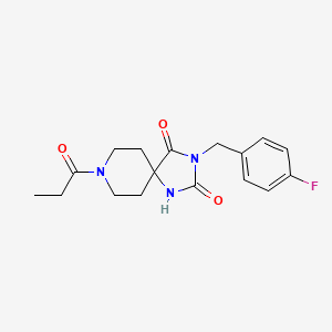molecular formula C17H20FN3O3 B2458899 3-[(4-fluorophenyl)methyl]-8-propanoyl-1,3,8-triazaspiro[4.5]decane-2,4-dione CAS No. 1021126-44-2