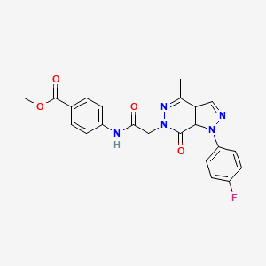 molecular formula C22H18FN5O4 B2458905 methyl 4-(2-(1-(4-fluorophenyl)-4-methyl-7-oxo-1H-pyrazolo[3,4-d]pyridazin-6(7H)-yl)acetamido)benzoate CAS No. 941915-23-7
