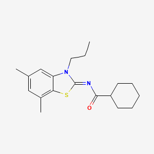 molecular formula C19H26N2OS B2458916 N-[(2Z)-5,7-dimethyl-3-propyl-2,3-dihydro-1,3-benzothiazol-2-ylidene]cyclohexanecarboxamide CAS No. 898464-34-1
