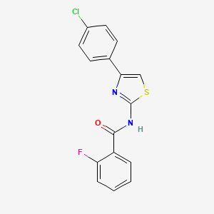 molecular formula C16H10ClFN2OS B2458937 N-[4-(4-chlorophenyl)-1,3-thiazol-2-yl]-2-fluorobenzamide CAS No. 313277-65-5