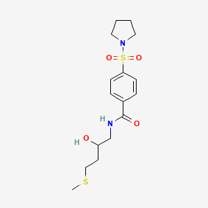 molecular formula C16H24N2O4S2 B2458970 N-[2-hydroxy-4-(methylsulfanyl)butyl]-4-(pyrrolidine-1-sulfonyl)benzamide CAS No. 2309259-45-6