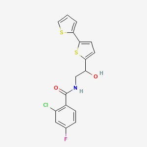 molecular formula C17H13ClFNO2S2 B2458974 N-(2-{[2,2'-bithiophene]-5-yl}-2-hydroxyethyl)-2-chloro-4-fluorobenzamide CAS No. 2097900-87-1
