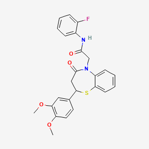 2-(2-(3,4-dimethoxyphenyl)-4-oxo-3,4-dihydrobenzo[b][1,4]thiazepin-5(2H)-yl)-N-(2-fluorophenyl)acetamide