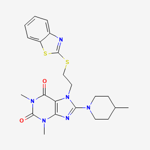 7-(2-(benzo[d]thiazol-2-ylthio)ethyl)-1,3-dimethyl-8-(4-methylpiperidin-1-yl)-1H-purine-2,6(3H,7H)-dione