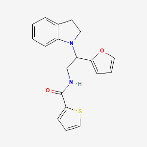 molecular formula C19H18N2O2S B2458993 N-(2-(furan-2-yl)-2-(indolin-1-yl)ethyl)thiophene-2-carboxamide CAS No. 898416-11-0