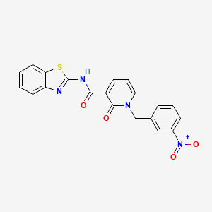 molecular formula C20H14N4O4S B2458996 N-(1,3-benzothiazol-2-yl)-1-[(3-nitrophenyl)methyl]-2-oxo-1,2-dihydropyridine-3-carboxamide CAS No. 941953-34-0
