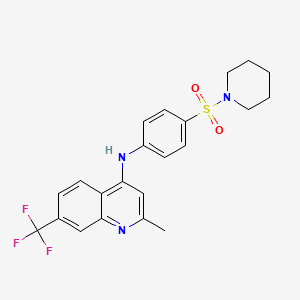 molecular formula C22H22F3N3O2S B2459010 2-METHYL-N-[4-(PIPERIDINE-1-SULFONYL)PHENYL]-7-(TRIFLUOROMETHYL)QUINOLIN-4-AMINE CAS No. 881939-61-3