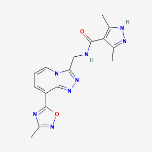 3,5-dimethyl-N-((8-(3-methyl-1,2,4-oxadiazol-5-yl)-[1,2,4]triazolo[4,3-a]pyridin-3-yl)methyl)-1H-pyrazole-4-carboxamide