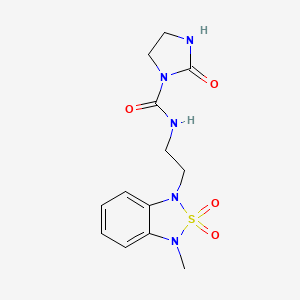 molecular formula C13H17N5O4S B2459038 N-(2-(3-methyl-2,2-dioxidobenzo[c][1,2,5]thiadiazol-1(3H)-yl)ethyl)-2-oxoimidazolidine-1-carboxamide CAS No. 2034402-02-1