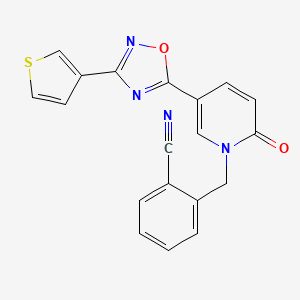2-{[2-oxo-5-[3-(3-thienyl)-1,2,4-oxadiazol-5-yl]pyridin-1(2H)-yl]methyl}benzonitrile